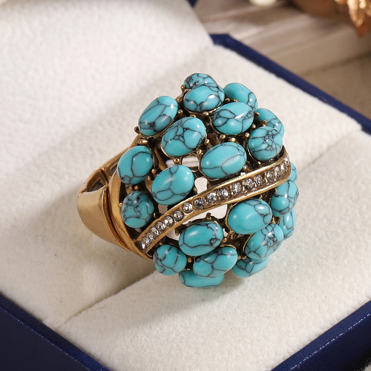 Vintage Malachite/Turquoise Stone Ring for Women, Fixed Size Copper Jewelry, Unique Boho Statement Gift
Vintage Malachite/Turquoise Stone Ring for Women, Fixed Size Copper Jewelry, Unique Boho Statement Gift