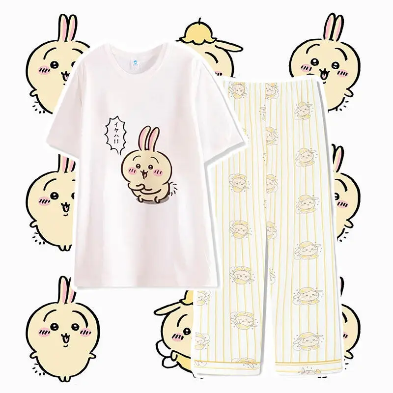 Chiikawa Usagi Women's Summer Pajamas Short Sleeve Pants Kawaii Japanese-Style Spring Autumn Cute Hachiware Cute Girls Home Wear
Chiikawa Usagi Women's Summer Pajamas Short Sleeve Pants Kawaii Japanese-Style Spring Autumn Cute Hachiware Cute Girls Home Wear