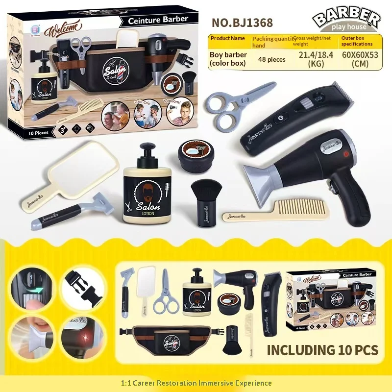 Ceinture Barber 10 Piece Kids Barber Role Play Toy Set Realistic Sound Light Portable Storage Case Hairdryer TrimmerKit For Boys
Ceinture Barber 10 Piece Kids Barber Role Play Toy Set Realistic Sound Light Portable Storage Case Hairdryer TrimmerKit For Boys