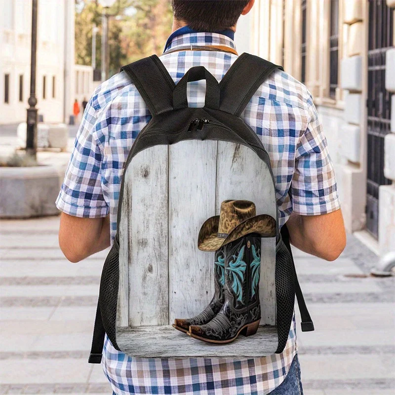 Western Style Backpack - Cowboy Boots & Hat Pattern, Lightweight Zip Closure School Bag, Adjustable Strap - Vintage Ranch
Western Style Backpack - Cowboy Boots & Hat Pattern, Lightweight Zip Closure School Bag, Adjustable Strap - Vintage Ranch