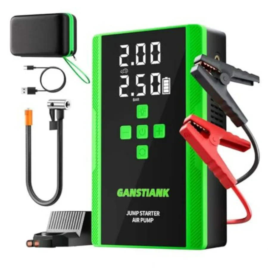 5000A Jump Starter with Air Compressor 12V Portable Jump Box Car Battery Jumper Starter Pack for up to 9.0L Gas and 8.0T Diesel
5000A Jump Starter with Air Compressor 12V Portable Jump Box Car Battery Jumper Starter Pack for up to 9.0L Gas and 8.0T Diesel