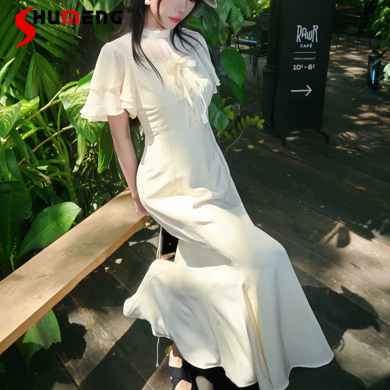 Japanese Retro Lace Long Dress Elegant High Waist Slim Fishtail Dress Retro Casual Summer Women Fashion Party Daily Wear Outfit
Japanese Retro Lace Long Dress Elegant High Waist Slim Fishtail Dress Retro Casual Summer Women Fashion Party Daily Wear Outfit
