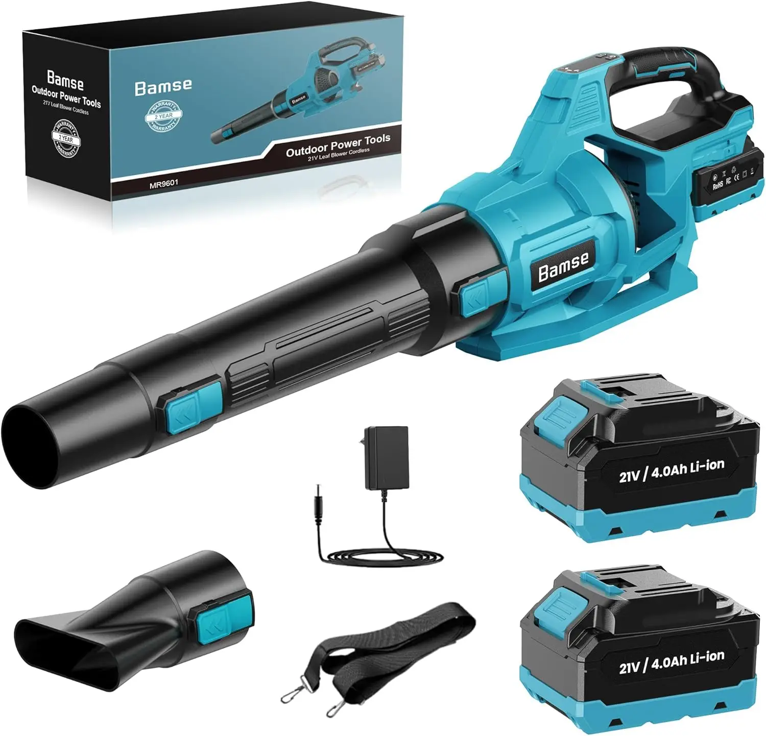 Cordless Leaf Blower 21V, 2x4.0Ah Batteries, 3 Speeds, Handheld for Lawn Care, Blue
Cordless Leaf Blower 21V, 2x4.0Ah Batteries, 3 Speeds, Handheld for Lawn Care, Blue