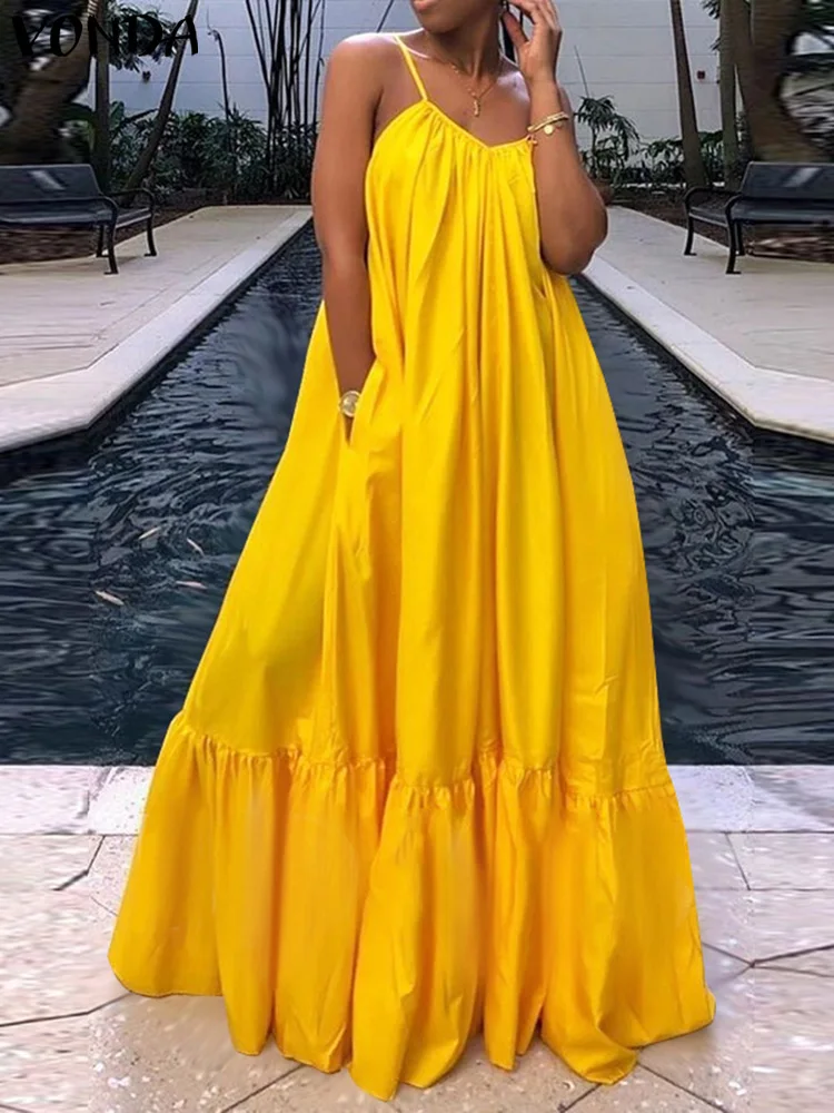 VONDA Plus Size Bohemian Long Dress Women Spaghetti Strap Sexy Maxi Sundress 2025 Summer Satin Party Beach Vestido Ruffled Robe
VONDA Plus Size Bohemian Long Dress Women Spaghetti Strap Sexy Maxi Sundress 2025 Summer Satin Party Beach Vestido Ruffled Robe