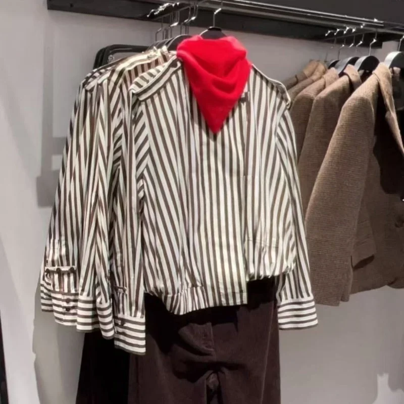 2026 new women's commuting temperament stand collar versatile loose casual striped shirt top
2026 new women's commuting temperament stand collar versatile loose casual striped shirt top