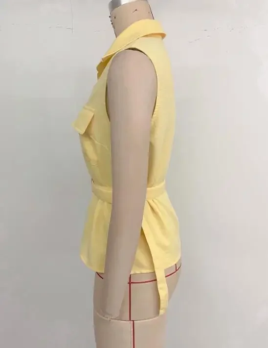 Summer New Casual Minimalist Style Top Waist Cinched Blouses Temperament Commuting Fashion Yellow Sleeveless Shirts for Women
Summer New Casual Minimalist Style Top Waist Cinched Blouses Temperament Commuting Fashion Yellow Sleeveless Shirts for Women
