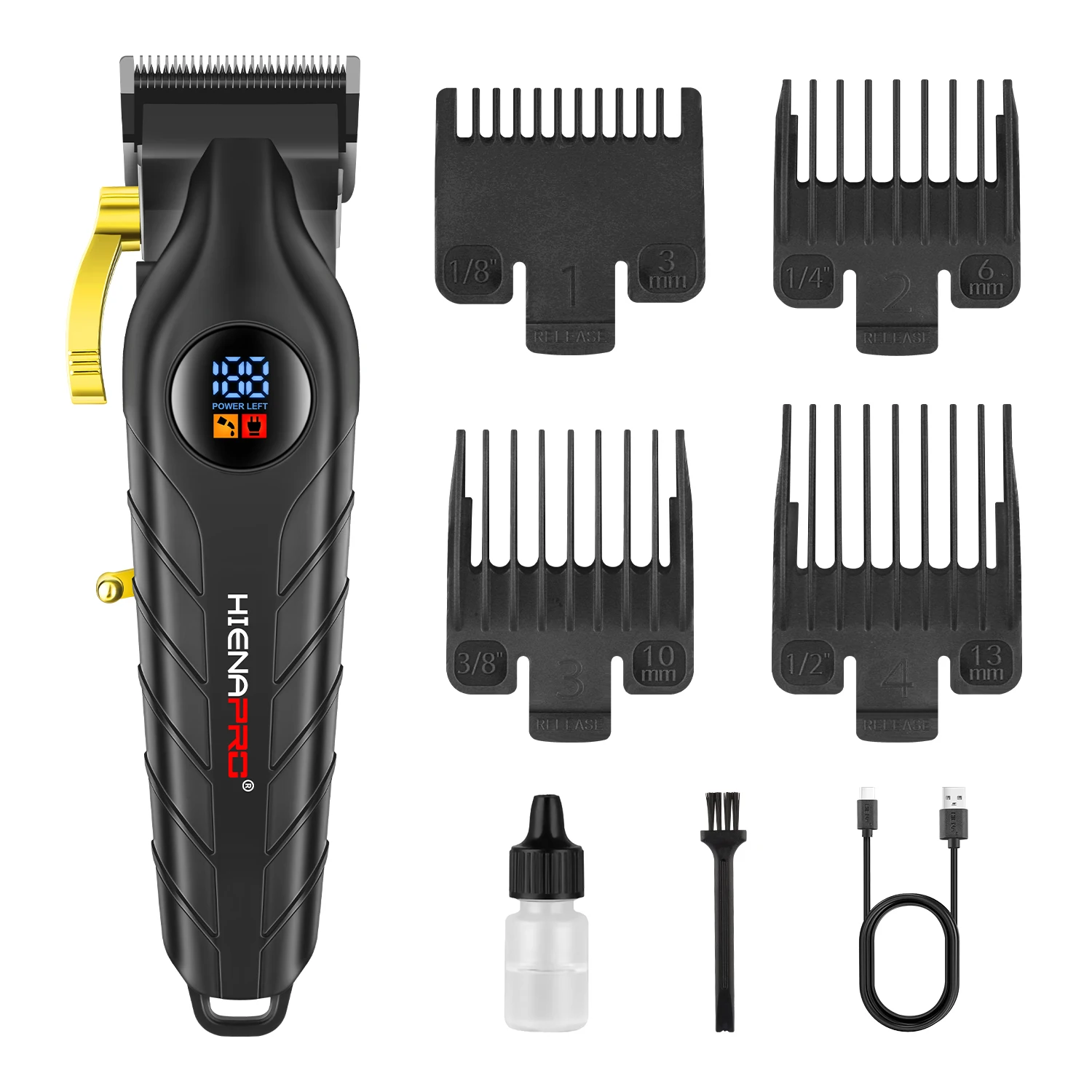 HIENA PRO Hair Clipper for Men, Professional Cordless Barber Trimmer with LED Display, 4 Guide Combs USB Rechargeable
HIENA PRO Hair Clipper for Men, Professional Cordless Barber Trimmer with LED Display, 4 Guide Combs USB Rechargeable