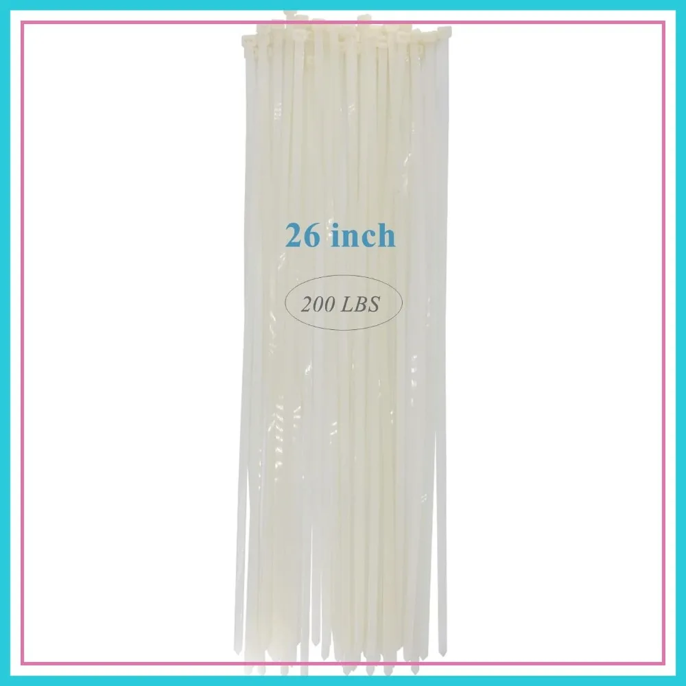 26 Inch Heavy Duty Zip Ties, 200LBS Tensile Strength, UV Resistant, Bulk 50 Pack for Outdoor Use
26 Inch Heavy Duty Zip Ties, 200LBS Tensile Strength, UV Resistant, Bulk 50 Pack for Outdoor Use