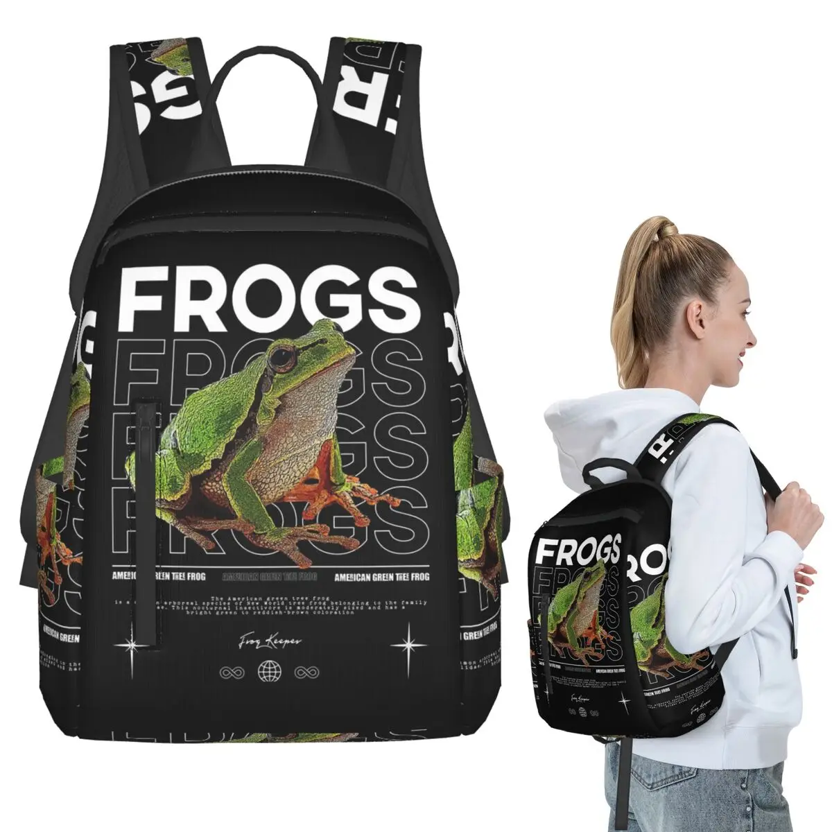 American Green Tree Frog Streetwear Frog Keeper Backpack Student BookBag Children School Bag Computer Shoulder Bags Boys Girls
American Green Tree Frog Streetwear Frog Keeper Backpack Student BookBag Children School Bag Computer Shoulder Bags Boys Girls