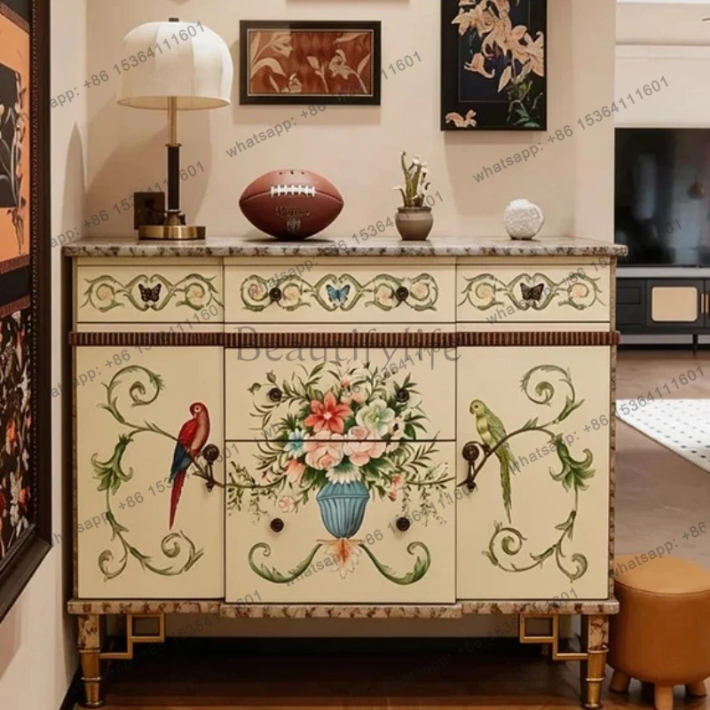 American rural solid wood dining side cabinet against the wall multi-functional tea locker
American rural solid wood dining side cabinet against the wall multi-functional tea locker