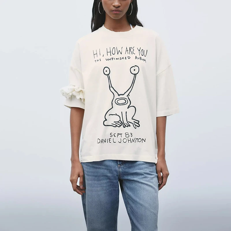 Waed Effect Faionable Printed T-irt Street Sle round Ne ort Sve Polyester Fiber Regular Length Summer New Arrival
Waed Effect Faionable Printed T-irt Street Sle round Ne ort Sve Polyester Fiber Regular Length Summer New Arrival