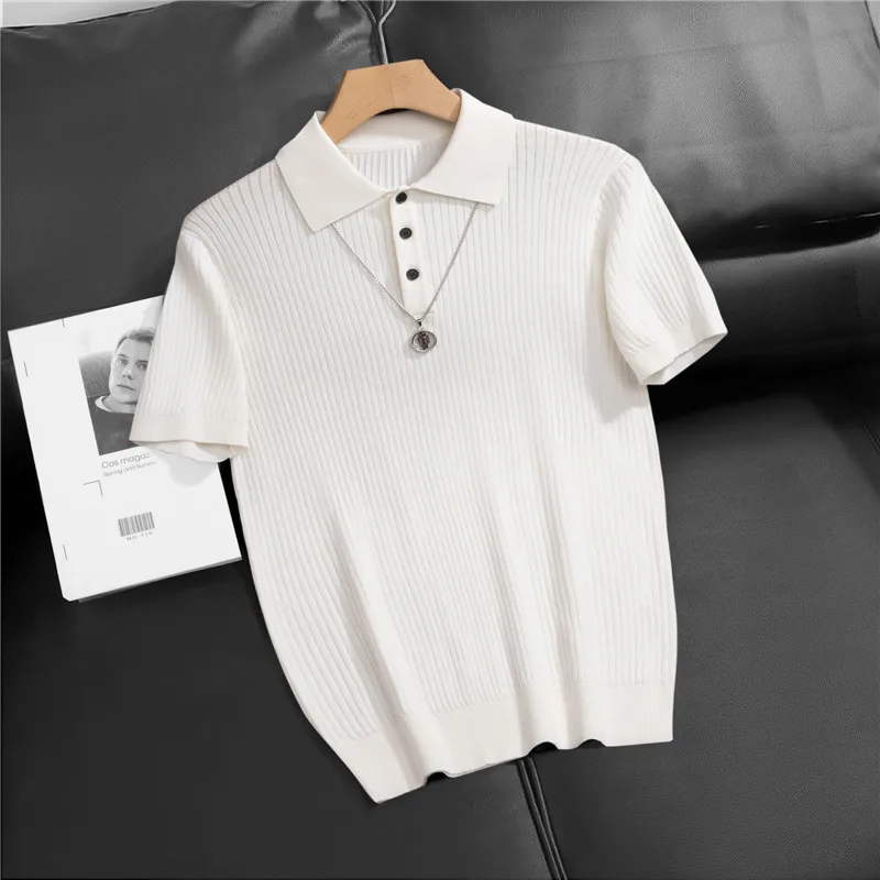 Men's Casual Polos Shirts Short Sleeve Summer Ice Silk Knitted Polo Shirt Men Clothing 2025 Plain Color Business Tops Tees Homme
Men's Casual Polos Shirts Short Sleeve Summer Ice Silk Knitted Polo Shirt Men Clothing 2025 Plain Color Business Tops Tees Homme