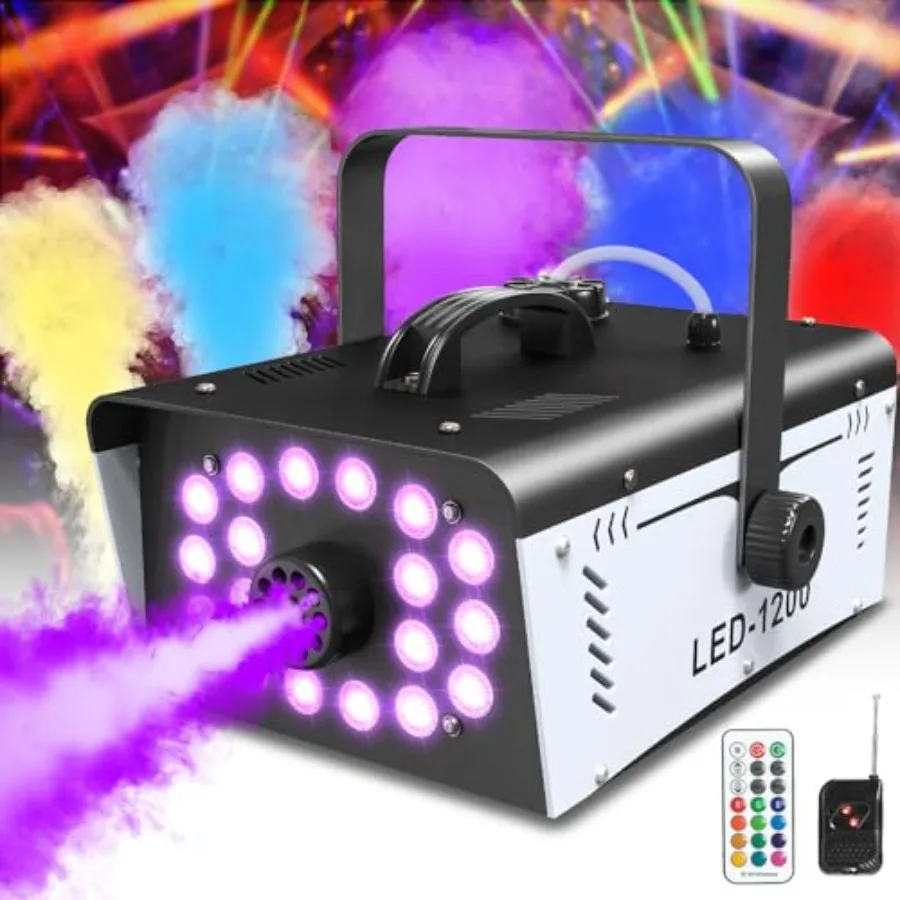 1200W Fog Machine Halloween Outdoor with 18 LED Lights 6000CFM Smoke Machine Fog Indoor with Remote for Wedding Party DJ Disco
1200W Fog Machine Halloween Outdoor with 18 LED Lights 6000CFM Smoke Machine Fog Indoor with Remote for Wedding Party DJ Disco