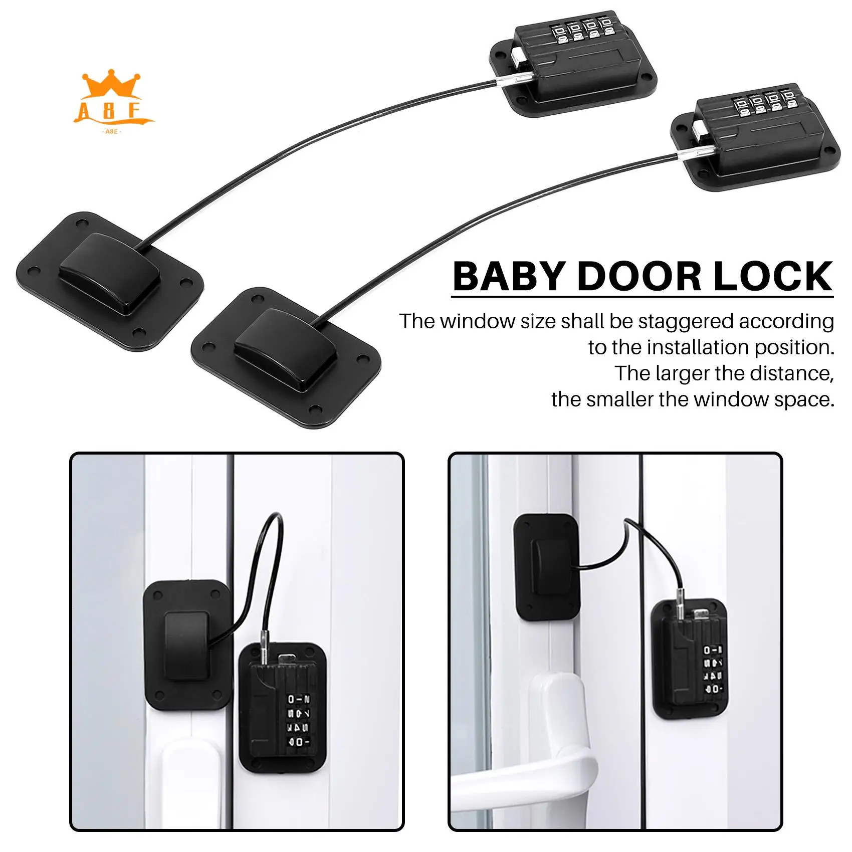 A08E-2 Pack Refrigerator Lock Combination Coded,Fridge Lock For Kids Safe, Child Safety Cabinet Window Locks, Baby Door Lock