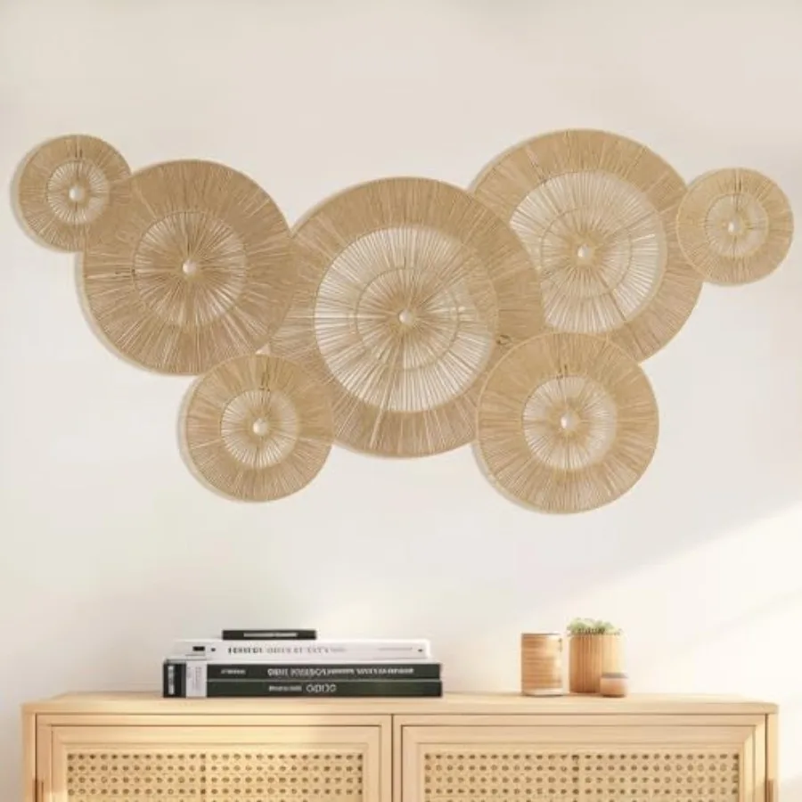 7 Pack Boho Wall Baskets Decor Set 17", 15", 13", 11", 9", 7", 7" - Natural Paper Rope Round Wall Art for Living Room, Bedroom,
7 Pack Boho Wall Baskets Decor Set 17", 15", 13", 11", 9", 7", 7" - Natural Paper Rope Round Wall Art for Living Room, Bedroom,