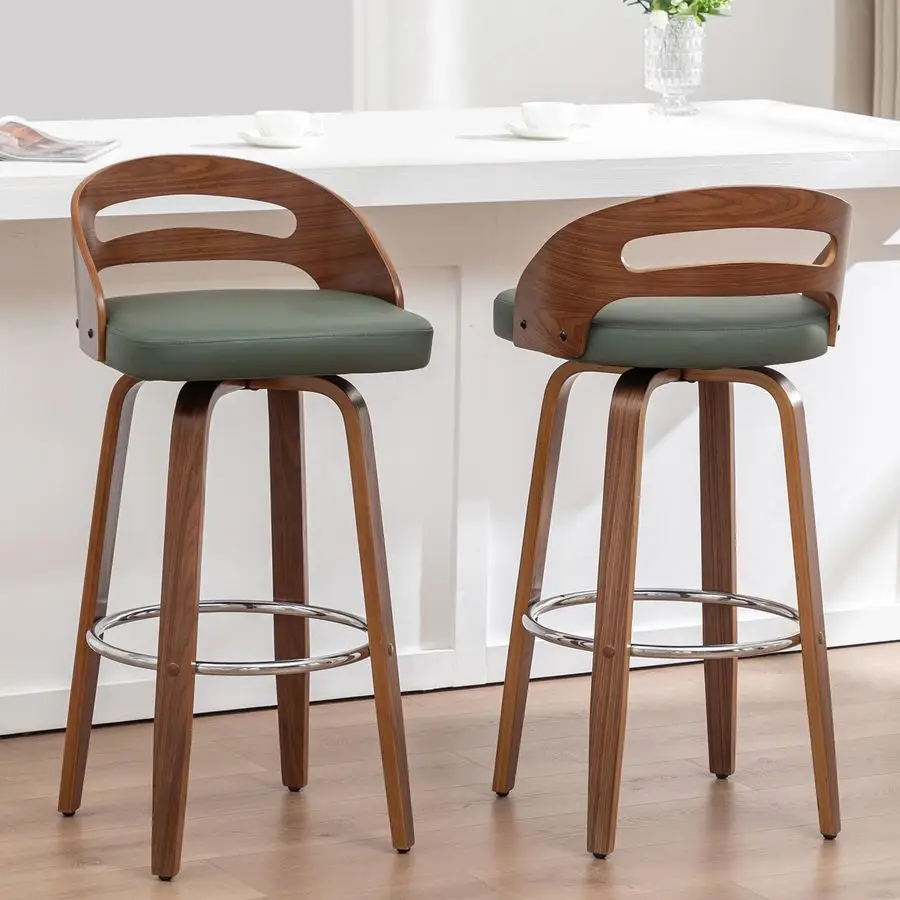 Stools Set of 2, 25 inch Mid Century CounterStools with Walnut Crafts, Bentwood Curved Back, Upholstered Faux Leather, Kitchen
Stools Set of 2, 25 inch Mid Century CounterStools with Walnut Crafts, Bentwood Curved Back, Upholstered Faux Leather, Kitchen