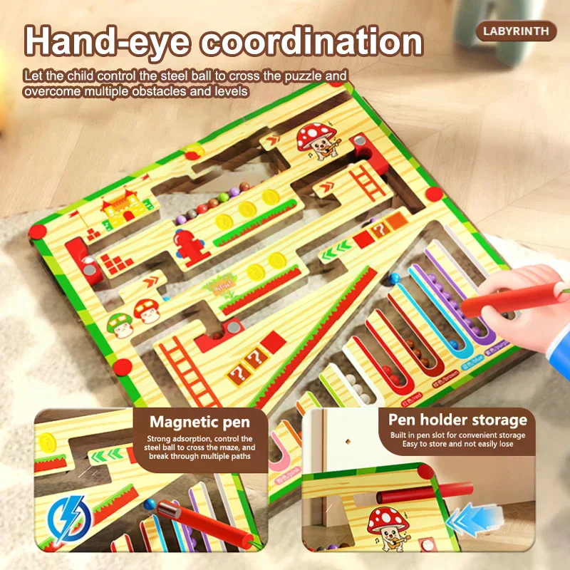 Magnetic Walking Ball Maze for Kids, Promotes Concentration & Writing; An Early Education Puzzle Game for 3 Year Olds.
Magnetic Walking Ball Maze for Kids, Promotes Concentration & Writing; An Early Education Puzzle Game for 3 Year Olds.