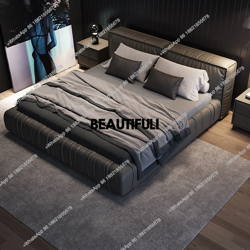 Black Leather Modern Double Bed Luxury Backrest High Adults Queen Double Bed Bedroom Frame Big Cama De Casal Home Furniture
Black Leather Modern Double Bed Luxury Backrest High Adults Queen Double Bed Bedroom Frame Big Cama De Casal Home Furniture