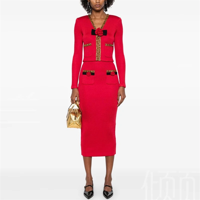 2025 spring new heavy industry 3D flower studded sequin knitted cardigan coat high quality fashion high street stretch skirt set
2025 spring new heavy industry 3D flower studded sequin knitted cardigan coat high quality fashion high street stretch skirt set
