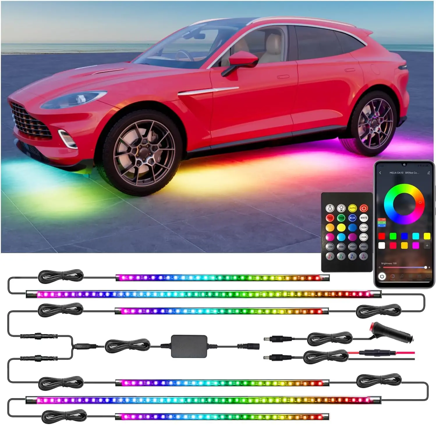 6 Pcs RGB-IC Smart LED Lights for Cars with App & Remote Control, Dream Color Chasing, 16 Million Colors, Waterproof Underglow Kit for SUVs, Trucks
6 Pcs RGB-IC Smart LED Lights for Cars with App & Remote Control, Dream Color Chasing, 16 Million Colors, Waterproof Underglow Kit for SUVs, Trucks
