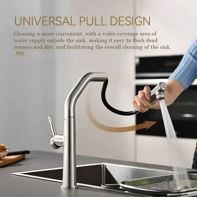 Brushed Gold Pull out Kitchen Faucet 3-in-1 Pull-Out Hot Cold Function Universal Rotation Stainless Steel for Washing Basin
Brushed Gold Pull out Kitchen Faucet 3-in-1 Pull-Out Hot Cold Function Universal Rotation Stainless Steel for Washing Basin