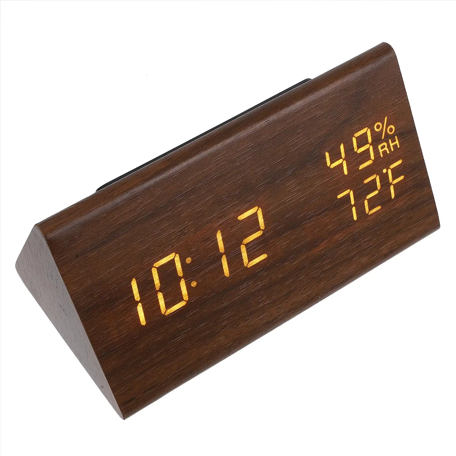 Triangular Digital Alarm Clock Stylish Wooden Display Temp Humidity Multifunctional Dual Power Bedside Living Room
Triangular Digital Alarm Clock Stylish Wooden Display Temp Humidity Multifunctional Dual Power Bedside Living Room