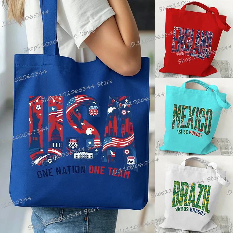 Fun Soccer Lover Gifts Shoulder Bags England Mexico Brazil USA Print Men Canvas Tote Bags Fashion Football Women's Handbags
Fun Soccer Lover Gifts Shoulder Bags England Mexico Brazil USA Print Men Canvas Tote Bags Fashion Football Women's Handbags