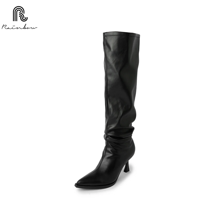 RAINBOW Size 34-39 Pointed Pleated Barrel Boots for Women in Autumn Trendy Stacked Boots High Heels Below Knee Long Barrel Sexy
RAINBOW Size 34-39 Pointed Pleated Barrel Boots for Women in Autumn Trendy Stacked Boots High Heels Below Knee Long Barrel Sexy