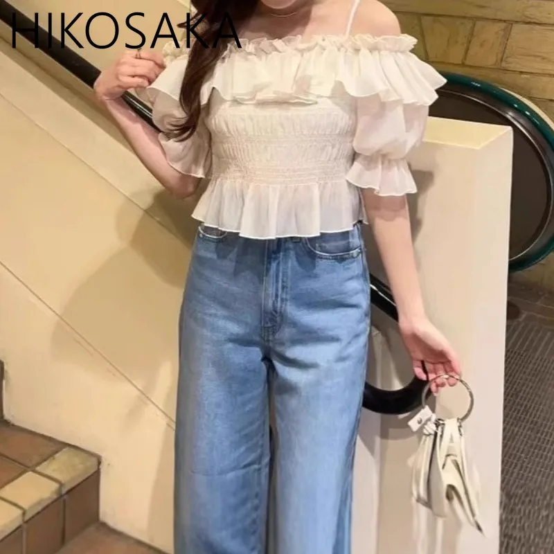 Japan Style Sweet Temperament Fairy Shirts Ruffles Patchwork Pleated Slim Fit Puff Sleeve Crop Top Summer Chic All-match Blusas
Japan Style Sweet Temperament Fairy Shirts Ruffles Patchwork Pleated Slim Fit Puff Sleeve Crop Top Summer Chic All-match Blusas