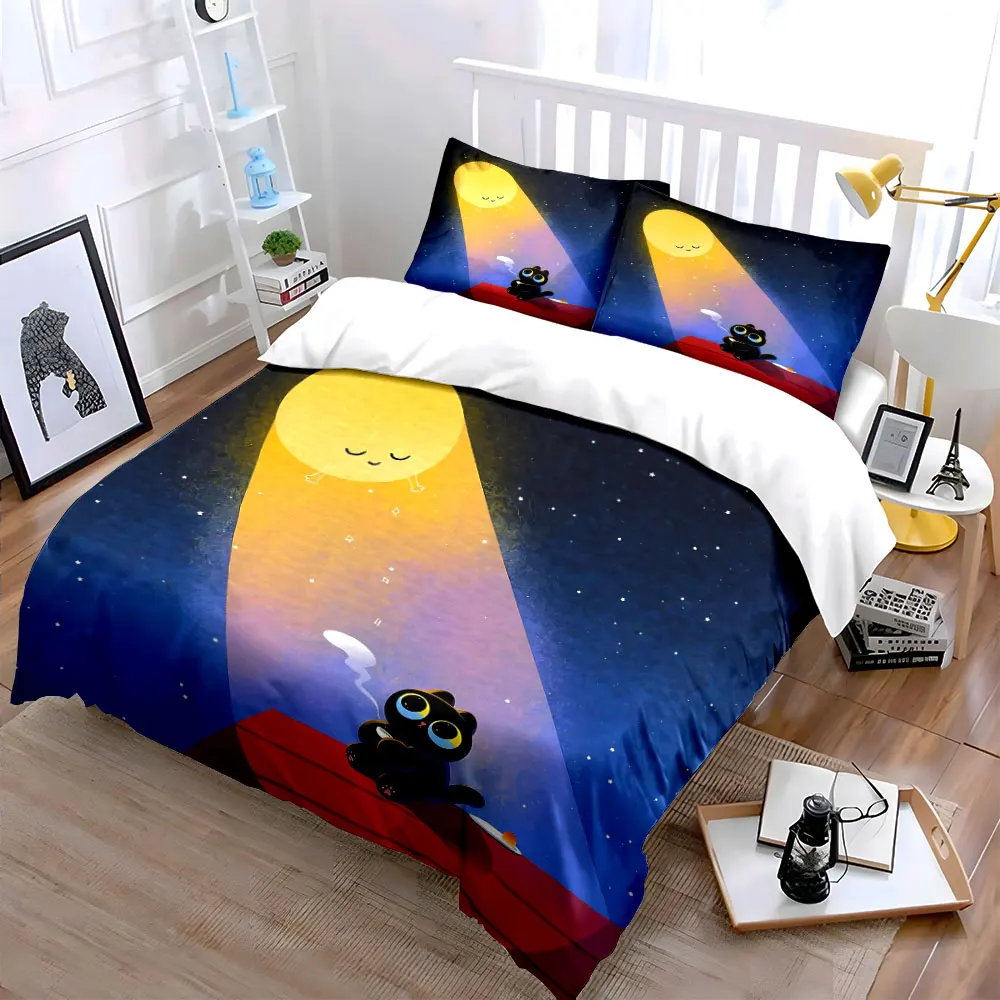 Cozy Night Cat Art Decor Bedding Set with 1 Duvet Cover 2 Pillowcases Single Double King Queen, Gift
Cozy Night Cat Art Decor Bedding Set with 1 Duvet Cover 2 Pillowcases Single Double King Queen, Gift