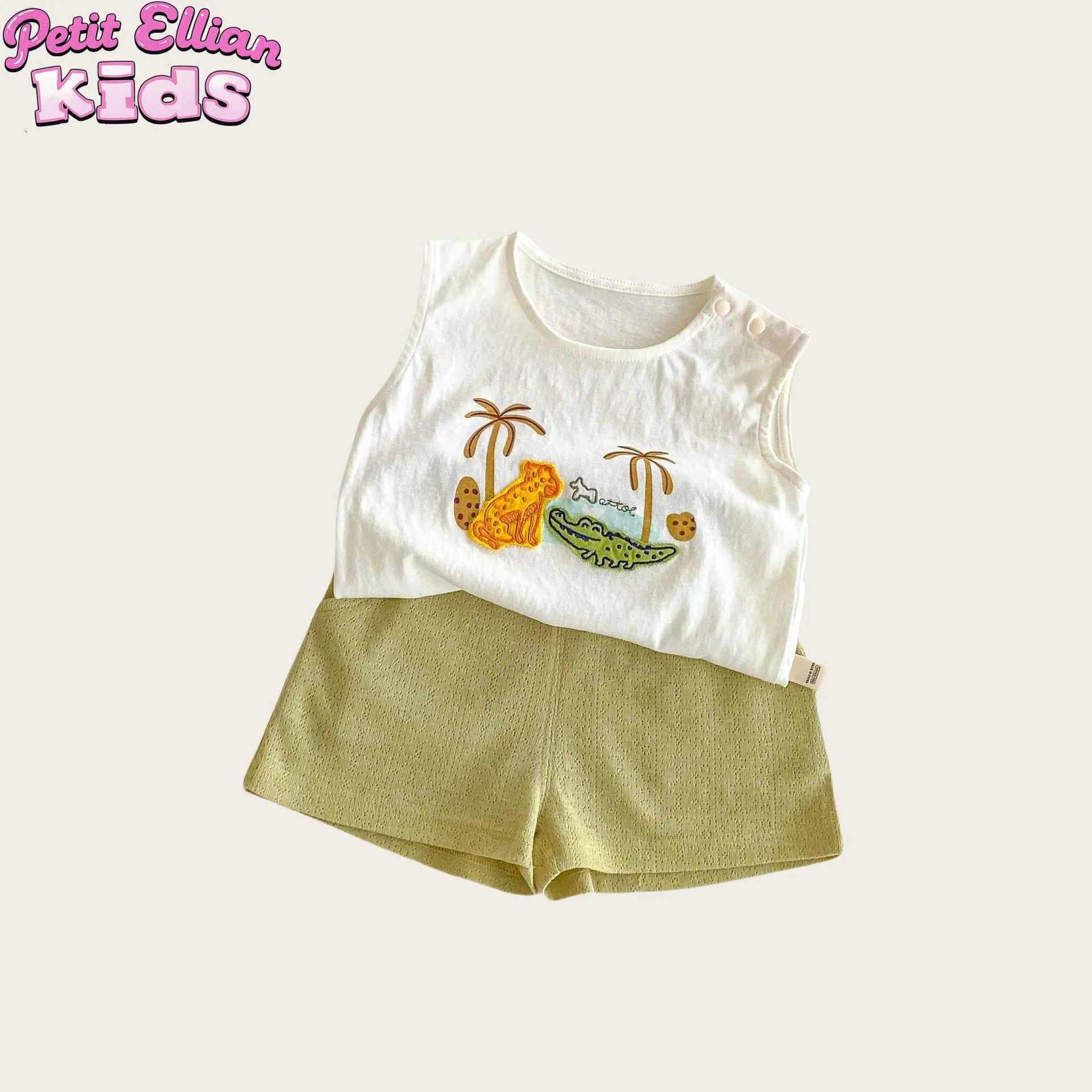 Adorable Kids' Cotton Soft and Stylish Animal Embroidery Sling and Jacquard Knit Shorts Set Perfect for 0 - 5 Y Children Clothes
Adorable Kids' Cotton Soft and Stylish Animal Embroidery Sling and Jacquard Knit Shorts Set Perfect for 0 - 5 Y Children Clothes