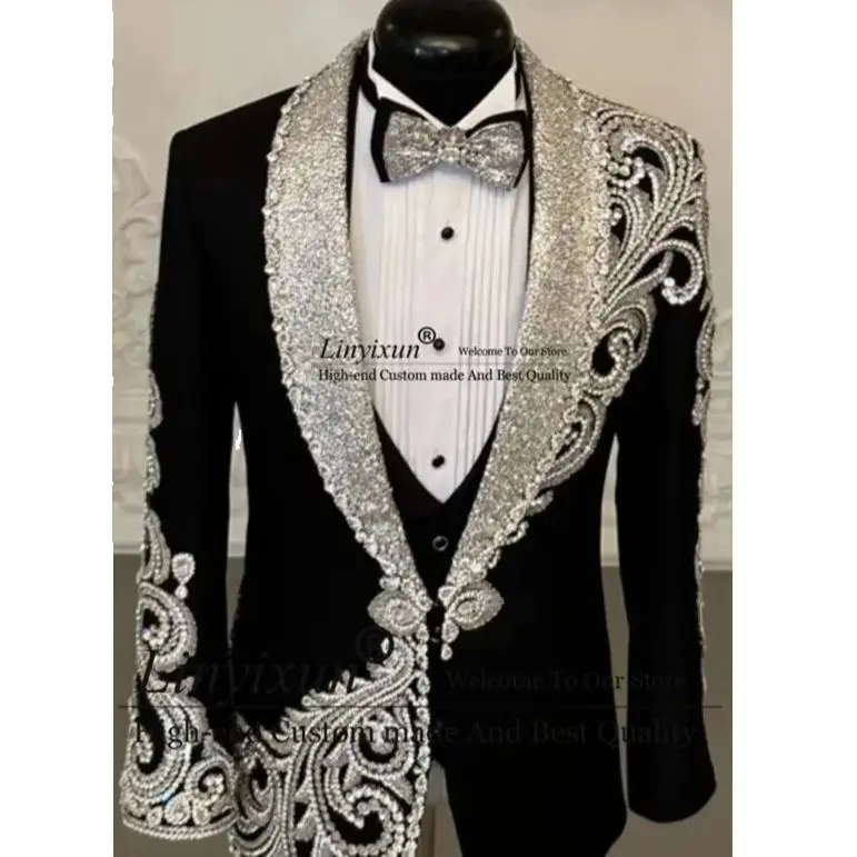 Customized Diamonds Suit Men For Wedding Luxury Pearls Beaded 3 Piece Groom Tuxedo Formal Banquet Prom Blazer trajes para hombre
Customized Diamonds Suit Men For Wedding Luxury Pearls Beaded 3 Piece Groom Tuxedo Formal Banquet Prom Blazer trajes para hombre