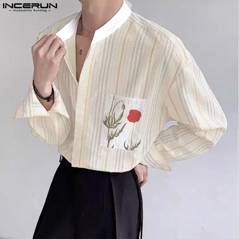 Men Shirt Striped Patchwork Stand Collar Long Sleeve 2025 Male Shirts Streetwear Tops Korean Fashion Casual Men Clothing INCERUN
Men Shirt Striped Patchwork Stand Collar Long Sleeve 2025 Male Shirts Streetwear Tops Korean Fashion Casual Men Clothing INCERUN