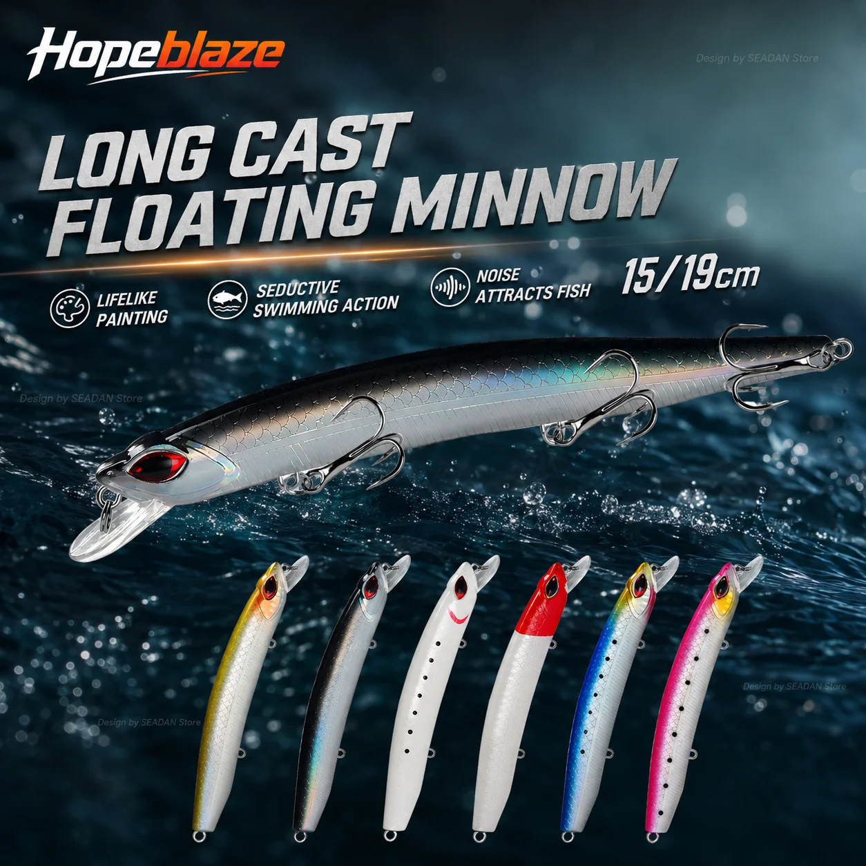 Hopeblaze Minnow Hard Fishing Lure 15cm 17g 19cm 32g ABS Body Rattle Bait 3D Eyes Treble Hooks for Bass Pike Predatory Fish
Hopeblaze Minnow Hard Fishing Lure 15cm 17g 19cm 32g ABS Body Rattle Bait 3D Eyes Treble Hooks for Bass Pike Predatory Fish