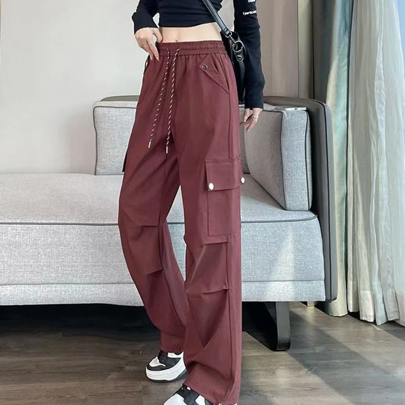 2025 Summer High Waist Solid Cargo Pants Women Y2K Drawstring Pocket Straight Pants Woman Fashion Simple Wide-Leg Trousers Mujer
2025 Summer High Waist Solid Cargo Pants Women Y2K Drawstring Pocket Straight Pants Woman Fashion Simple Wide-Leg Trousers Mujer