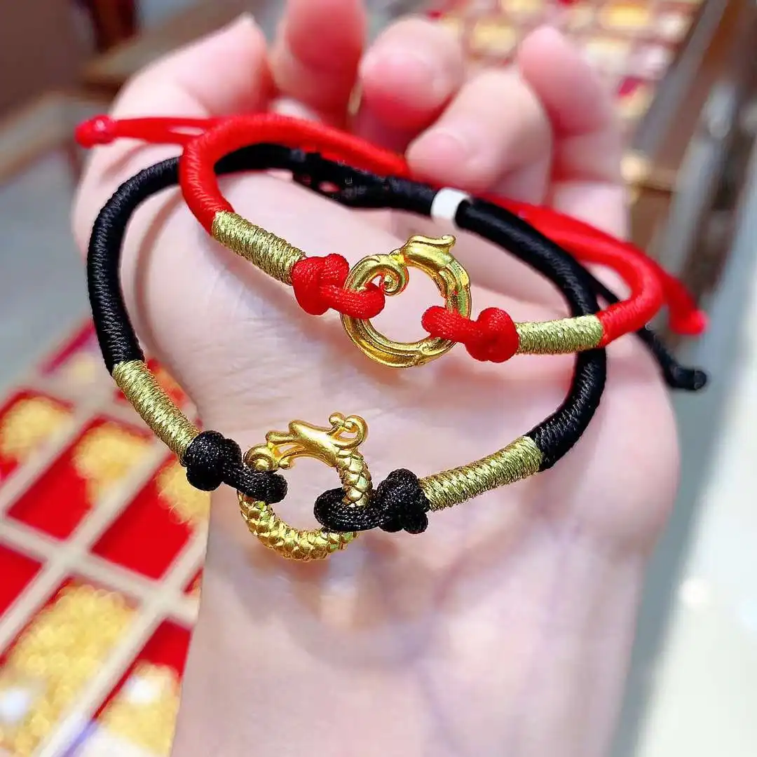 1pcs Pure 24K Yellow Gold Bracelet For Women Baby 3D Dragon Phoenix Circle Lucky Red String Black Bracelet
1pcs Pure 24K Yellow Gold Bracelet For Women Baby 3D Dragon Phoenix Circle Lucky Red String Black Bracelet