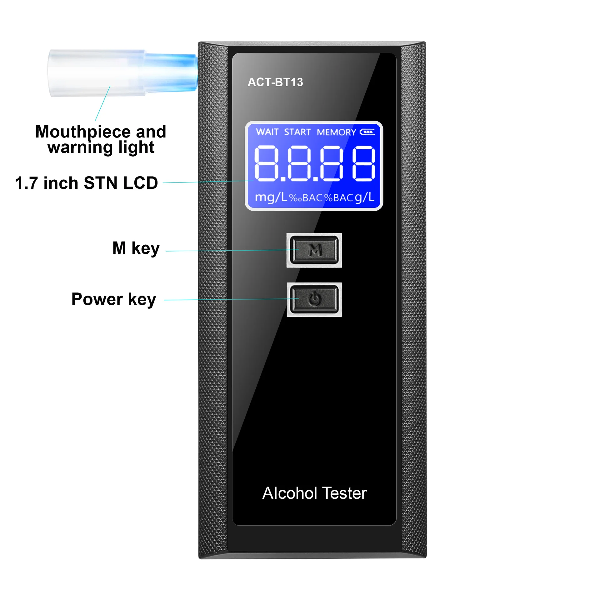 Alcohol detector Push type, alcohol tester ACT-BT13 Semiconductor alcohol detector
Alcohol detector Push type, alcohol tester ACT-BT13 Semiconductor alcohol detector
