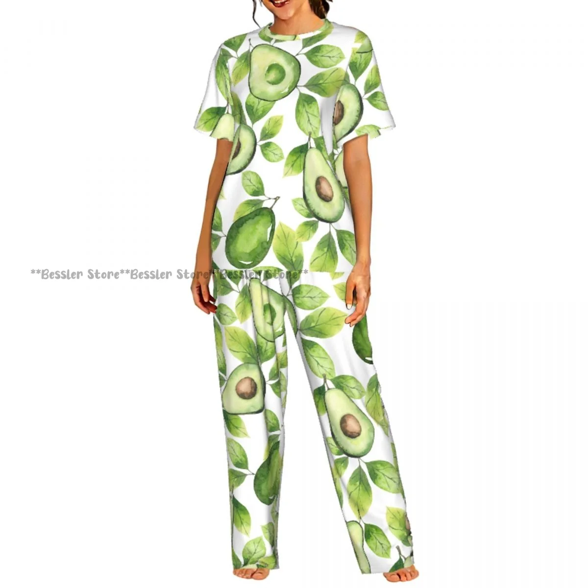 Avocados And Leaves Watercolor Pajamas Set Short-sleeved Women Home Clothing
Avocados And Leaves Watercolor Pajamas Set Short-sleeved Women Home Clothing