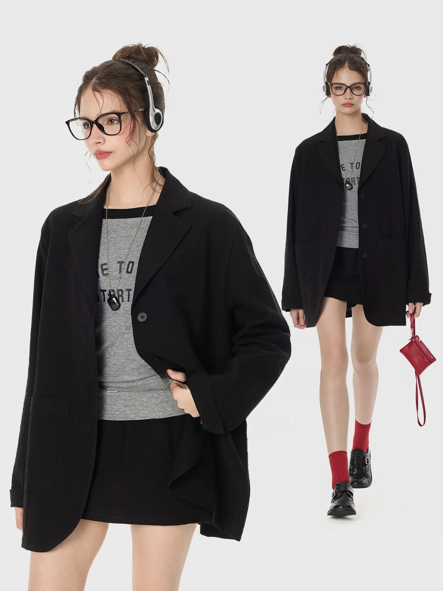 Bla Loose Long Sve Women's Suit Jaet Faionable Casual Versatile Spring Autumn New Arrival Turn Signal Ladies' Coat
Bla Loose Long Sve Women's Suit Jaet Faionable Casual Versatile Spring Autumn New Arrival Turn Signal Ladies' Coat