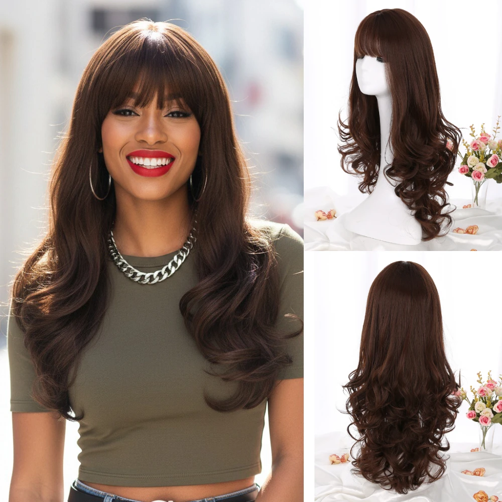 VICWIG Women's Long Wavy Hair Synthetic Wig With Bangs Brown Black Gray for Party Daily Headwear Heat Resistant
VICWIG Women's Long Wavy Hair Synthetic Wig With Bangs Brown Black Gray for Party Daily Headwear Heat Resistant