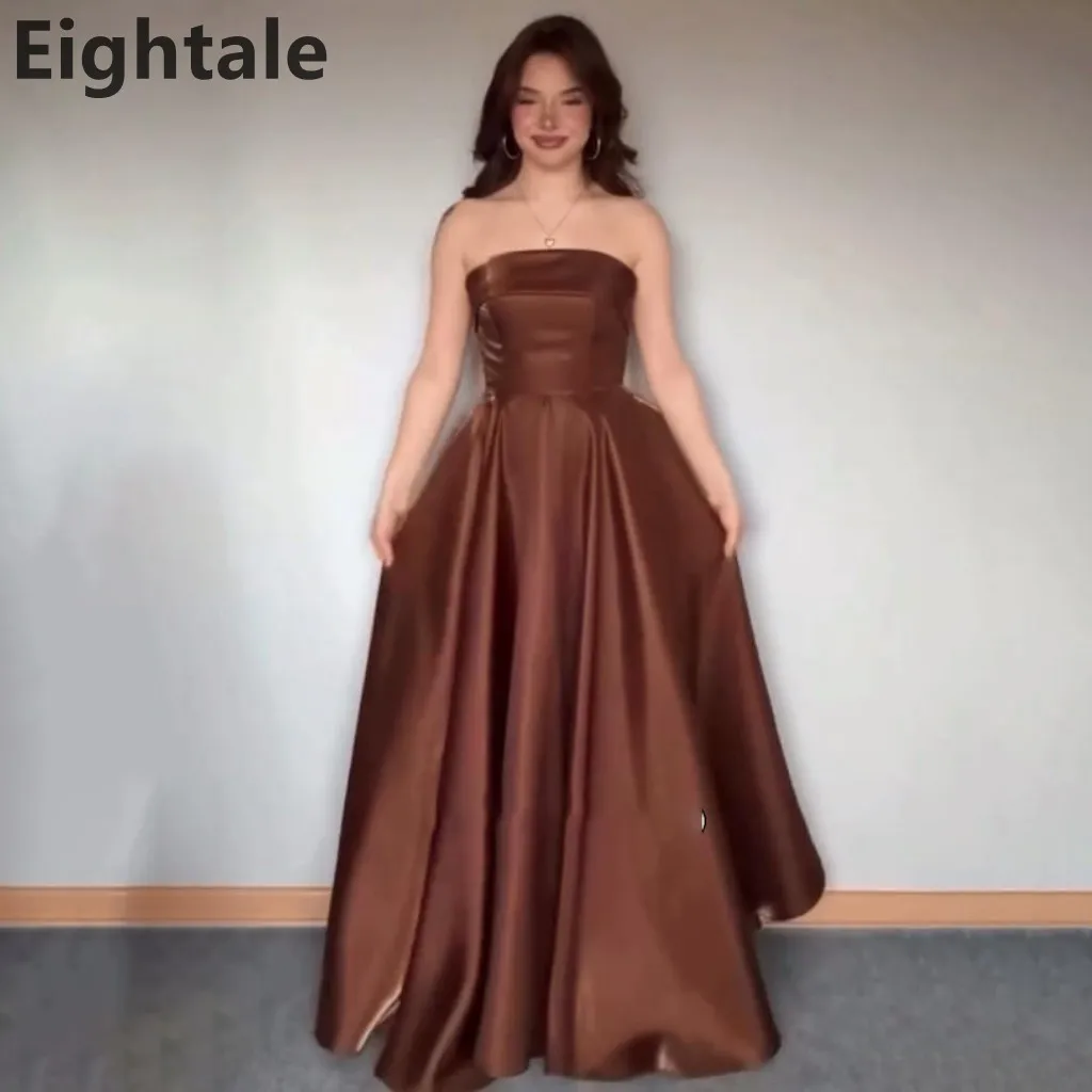 Eightale 2025 Shinning Brown A Line Maxi Strapless Evening Dress For Wedding Party Formal Prom Dress Dubai Party Gown
Eightale 2025 Shinning Brown A Line Maxi Strapless Evening Dress For Wedding Party Formal Prom Dress Dubai Party Gown
