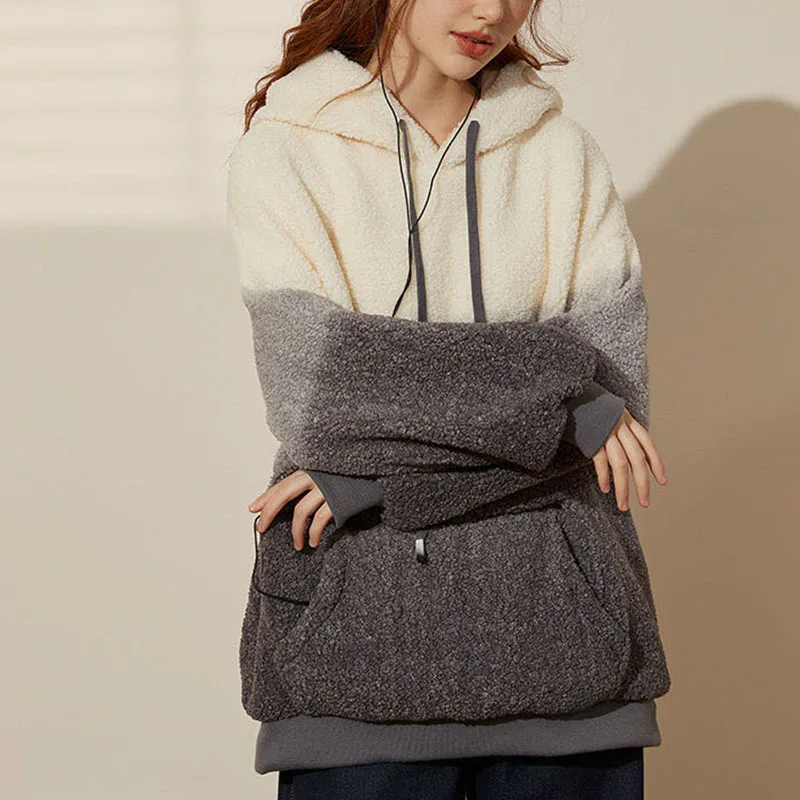 Gradient Hooded Imitation Lamb Wool Women Sweatshirts 2023 Autumn Winter Fashion Sweater Casual Plush Thicken Warm Hoodies
Gradient Hooded Imitation Lamb Wool Women Sweatshirts 2023 Autumn Winter Fashion Sweater Casual Plush Thicken Warm Hoodies