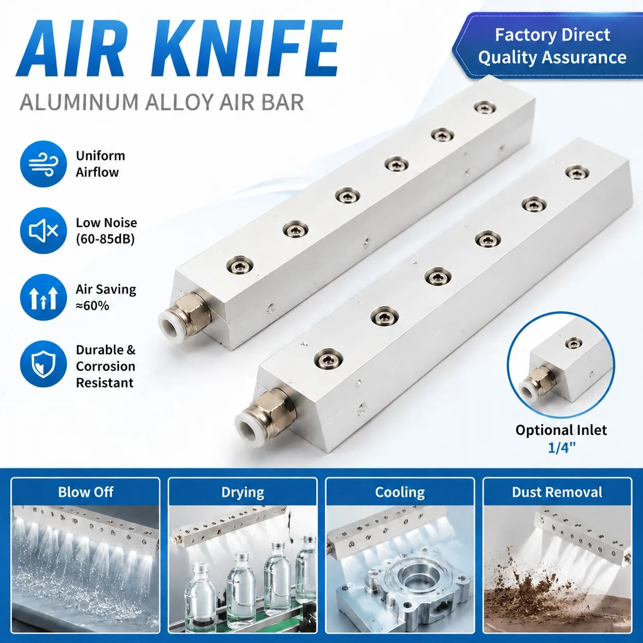 Pneumatic Industrial Air Knife Blower 30-700mm Aluminum Alloy Air Blade Drying Nozzle Compressed Air Wind Knife Cleaning Blow Of
Pneumatic Industrial Air Knife Blower 30-700mm Aluminum Alloy Air Blade Drying Nozzle Compressed Air Wind Knife Cleaning Blow Of