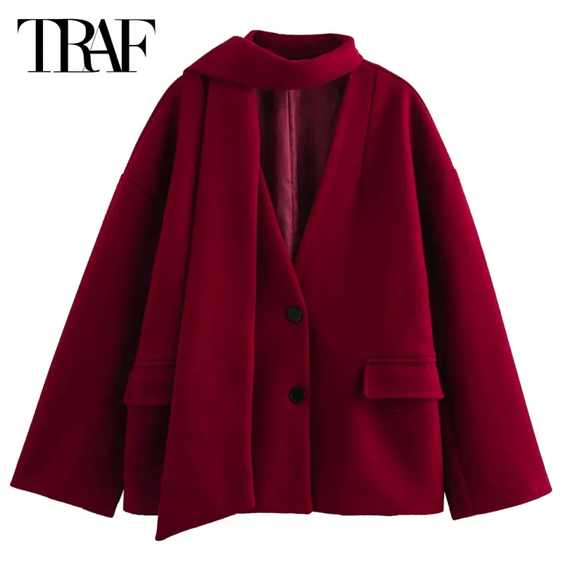 TRAF Scarf Red Tweed Coat Women's Coats Warm Winter Coats Woman 2024 Long Sleeve Coat Wool Blend Coat Fashion Outdoor Outerwears
TRAF Scarf Red Tweed Coat Women's Coats Warm Winter Coats Woman 2024 Long Sleeve Coat Wool Blend Coat Fashion Outdoor Outerwears