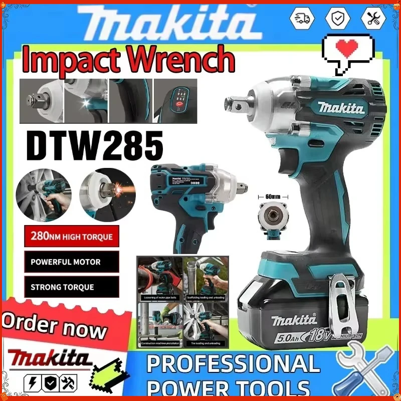 Беспроводная бесщеточная электрическая отвертка Makita DTW285, 280 Нм, 1/2 дюйма, аккумуляторная дрель-шуруповерт для аккумулятора Makita 18 В
Беспроводная бесщеточная электрическая отвертка Makita DTW285, 280 Нм, 1/2 дюйма, аккумуляторная дрель-шуруповерт для аккумулятора Makita 18 В