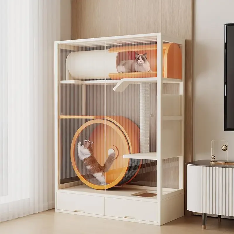 Luxury cat villa with toilet integrated multi-cat open sliding door cage one living room bathroom
Luxury cat villa with toilet integrated multi-cat open sliding door cage one living room bathroom