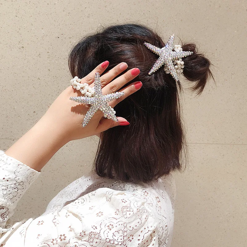 Korean Rhinestones Starfish Imitation Pearl Elastic Bands For Women Ponytail Hair Accessories
Korean Rhinestones Starfish Imitation Pearl Elastic Bands For Women Ponytail Hair Accessories