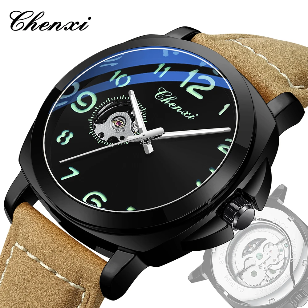 CHENXI 8854 Fully Automatic Mechanical Men's Watch Round Dial Waterproof Luminous Men's Wristwatch Leather Band Watches for Man
CHENXI 8854 Fully Automatic Mechanical Men's Watch Round Dial Waterproof Luminous Men's Wristwatch Leather Band Watches for Man