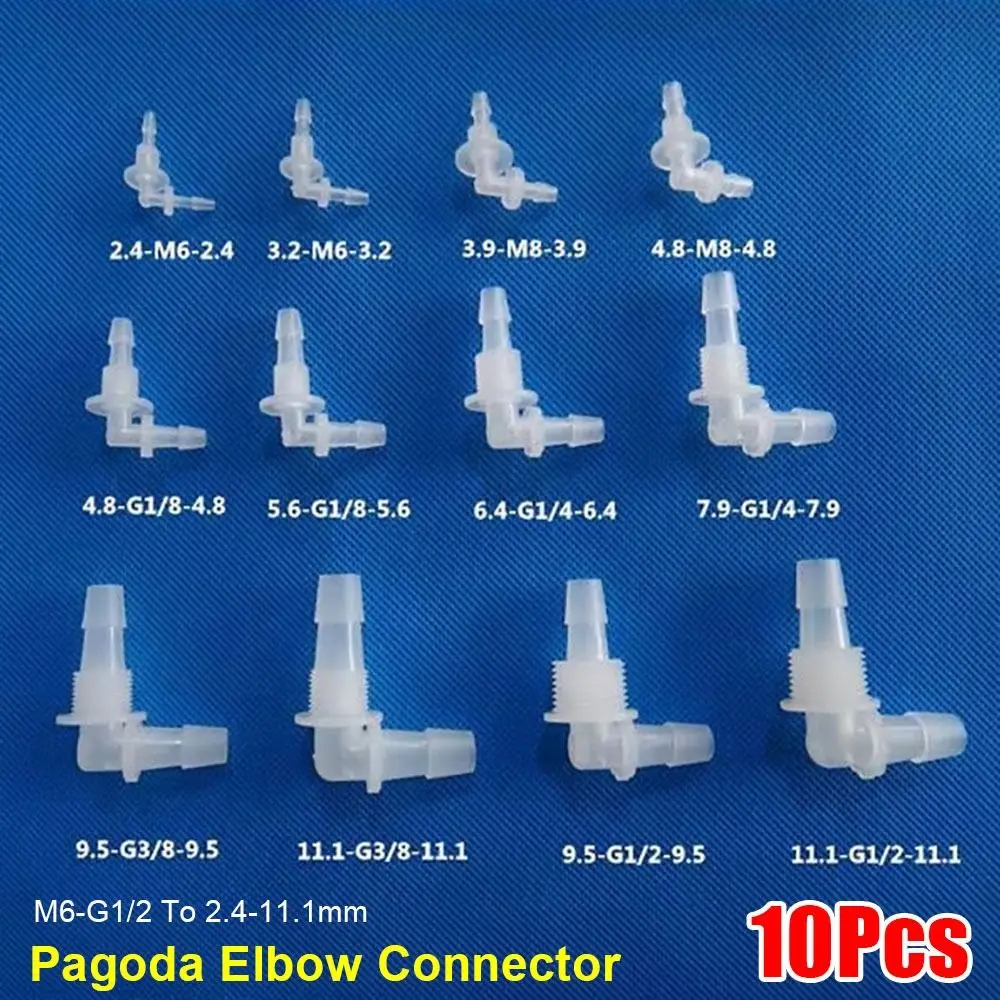 10 шт. M6-G1/2 до 2,4-11,1 мм, коленчатый соединитель Pagoda, пластиковый шланг для мягкой воды, соединение PP PE, фитинги для ирригационного шланга
10 шт. M6-G1/2 до 2,4-11,1 мм, коленчатый соединитель Pagoda, пластиковый шланг для мягкой воды, соединение PP PE, фитинги для ирригационного шланга