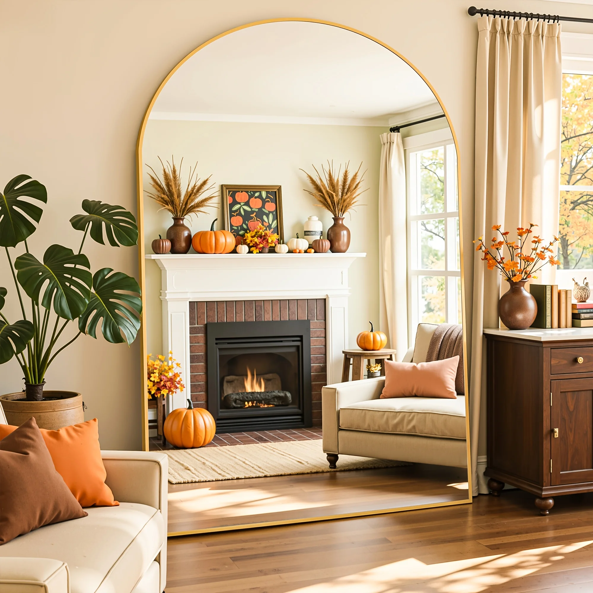 Furnbar Oversized Full Length Mirror with Stand, 44"X82" / 44"X88" Arched Floor Mirror, Aluminum Frame, Wall Mounted/Leaning/Free Standing, Large Body Mirror for Bedroom Living Room Entryway Dressing Room
Furnbar Oversized Full Length Mirror with Stand, 44"X82" / 44"X88" Arched Floor Mirror, Aluminum Frame, Wall Mounted/Leaning/Free Standing, Large Body Mirror for Bedroom Living Room Entryway Dressing Room